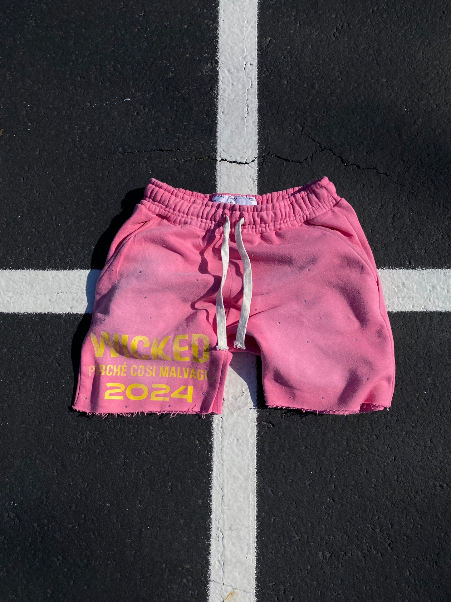 "BONEZ" Distressed Shorts (Pink)